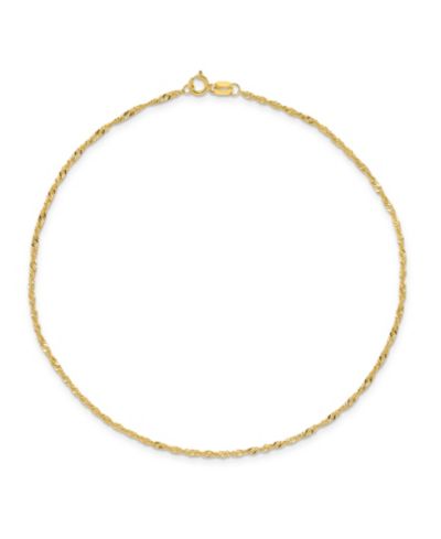 Macy's Браслет на ногу Singapore Chain, 14k Yellow Gold