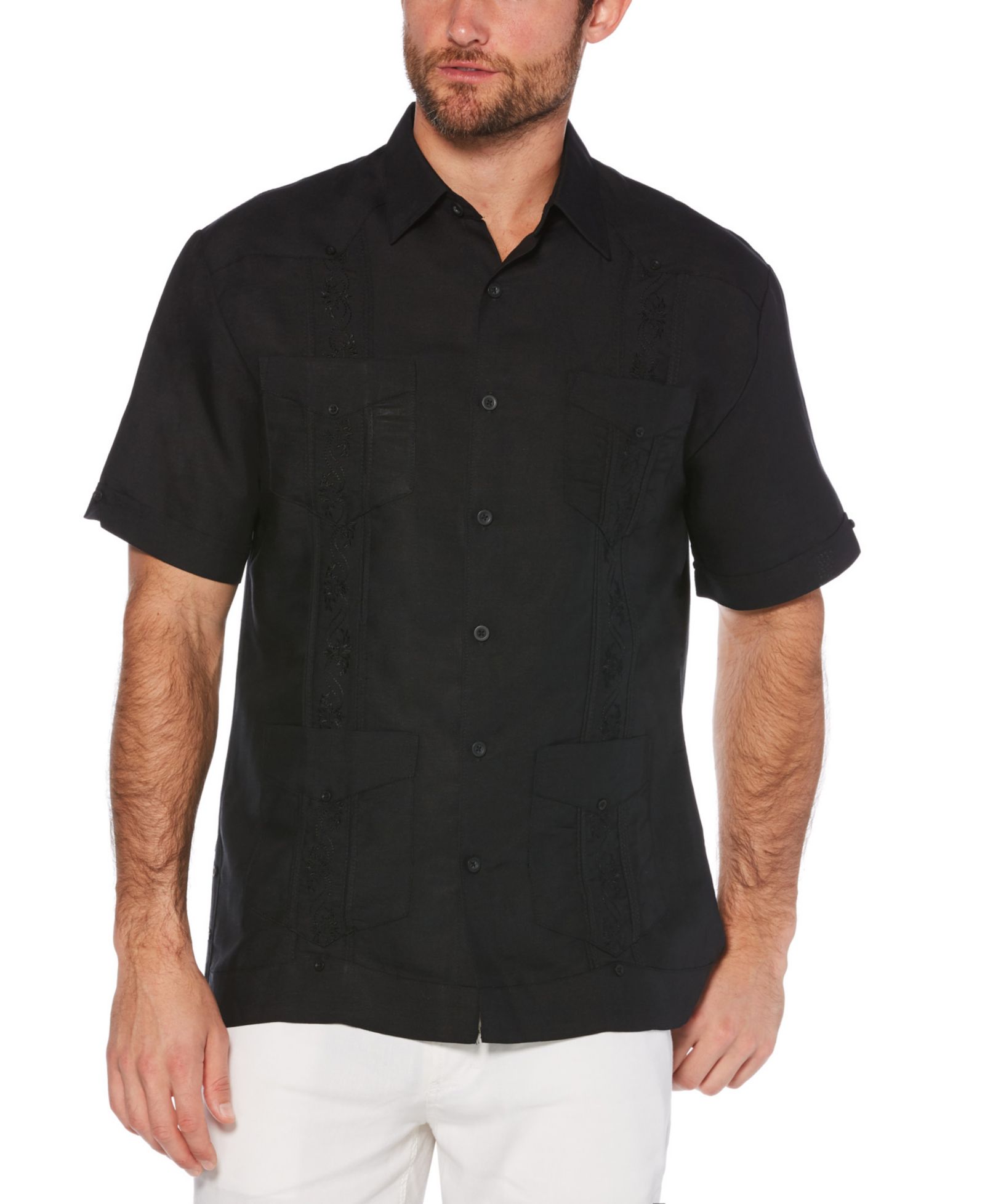 Cubavera Short-Sleeve Embroidered Guayabera Shirt