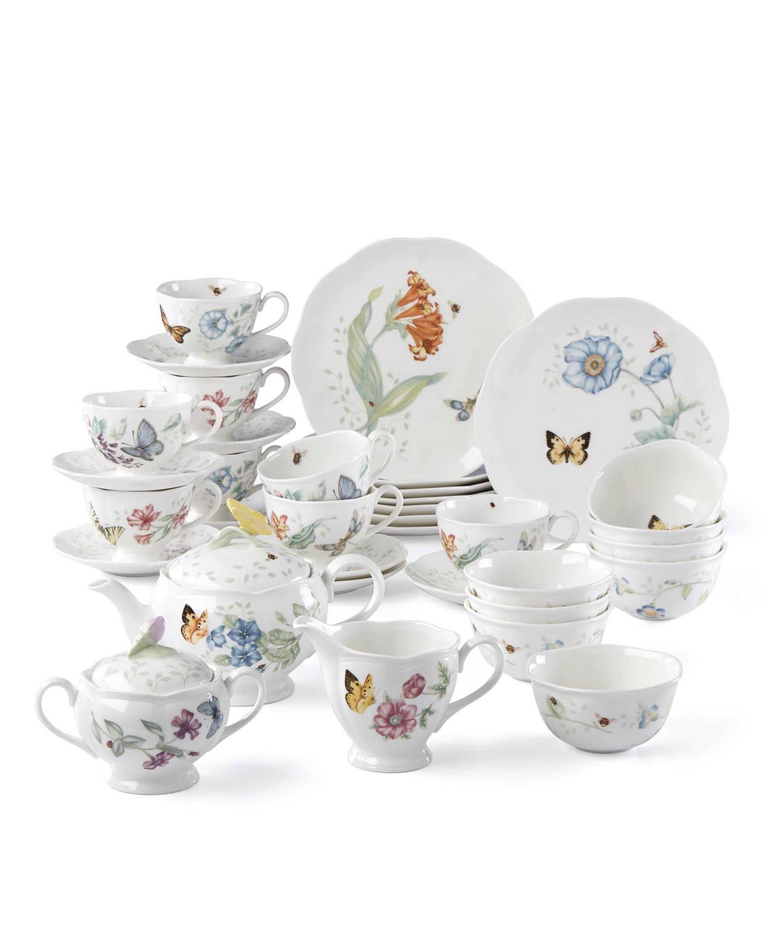 Lenox Butterfly Meadow набор для чаепития и десертов, 37 шт., сервировка на 8 персон