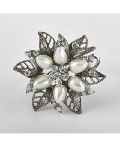Кольца для салфеток Saro Lifestyle Bejeweled Flower Design Napkin Ring, Set of 4