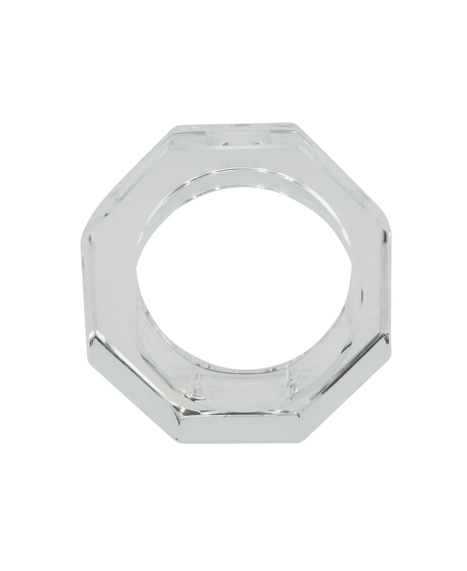 Saro Lifestyle Glass Crystal Octagonal Facet Napkin Ring, Set of 4