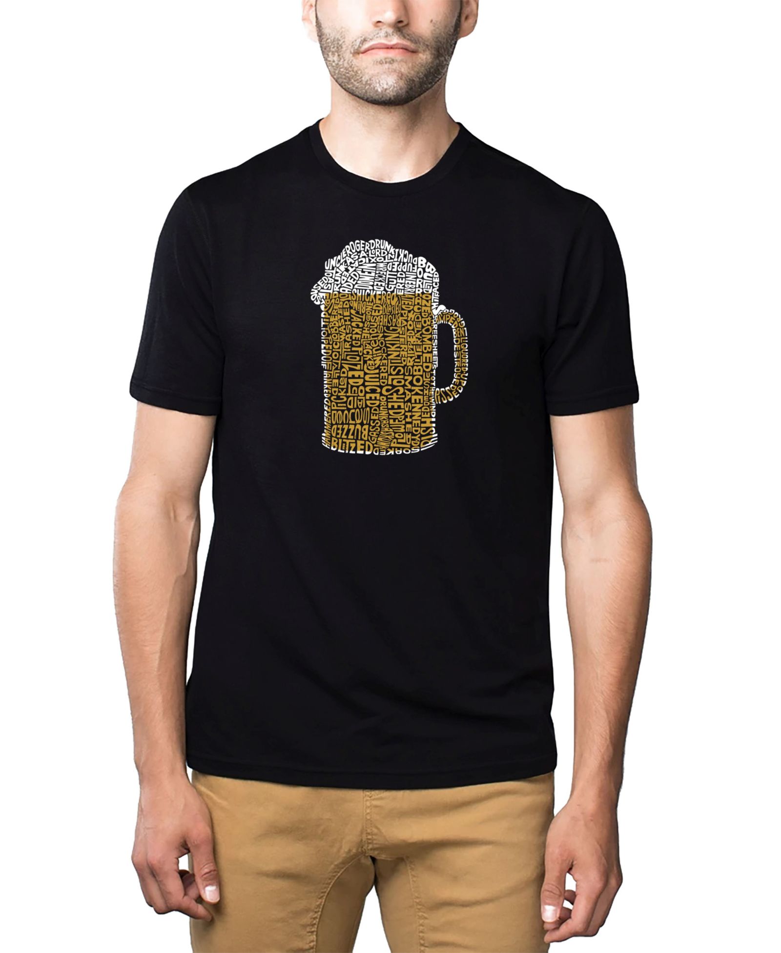 LA Pop Art Men's Cotton/Poly Blend Word Art T-Shirt - Beer Terms