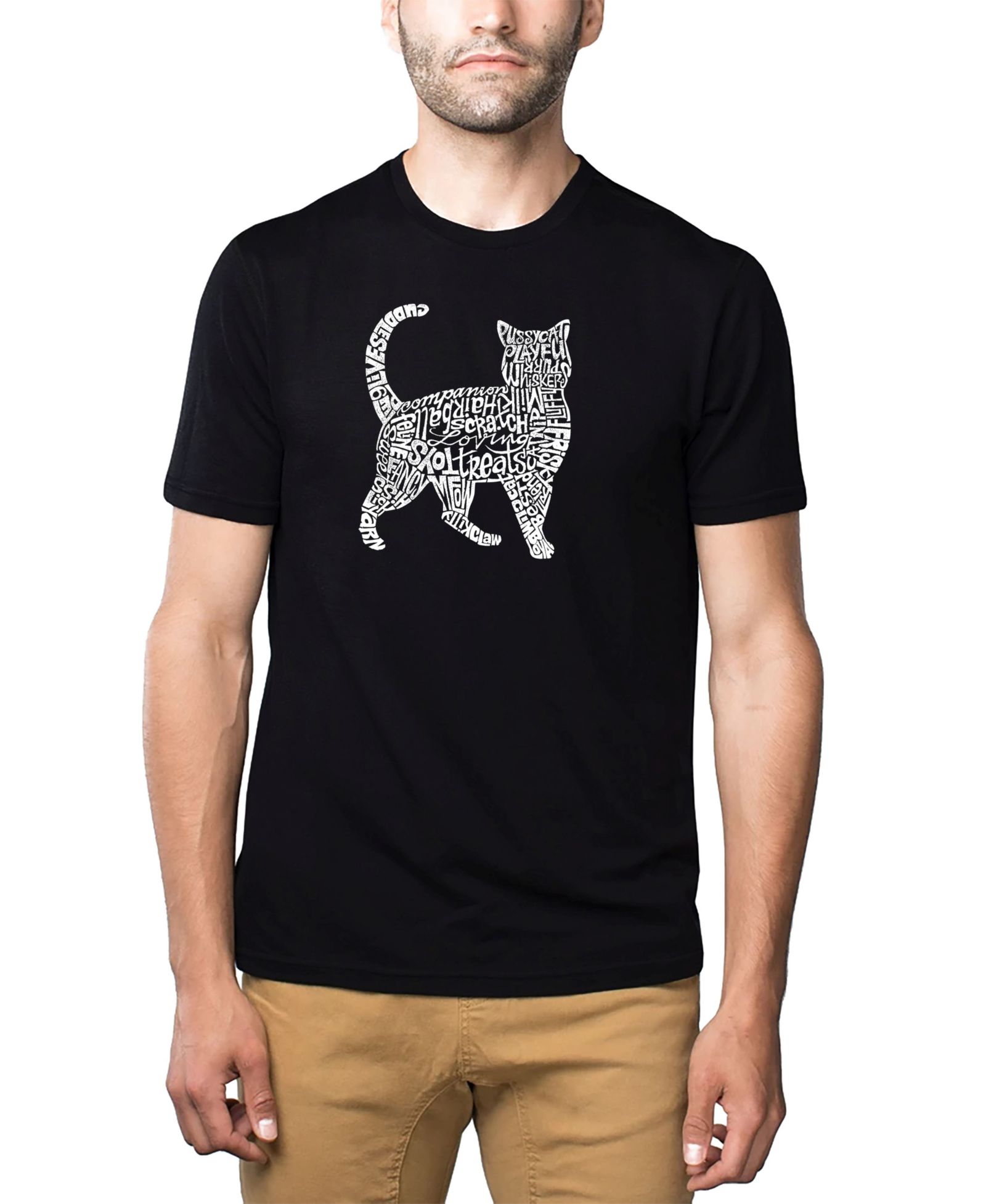 LA Pop Art Мужская Cotton/Poly Blend Word Art T-Shirt Cat
