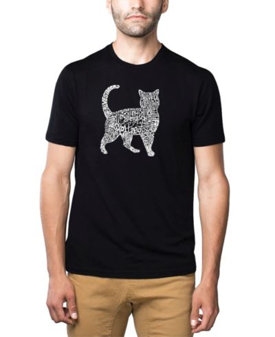 LA Pop Art Men's Cotton/Poly Blend Word Art T-Shirt - Cat