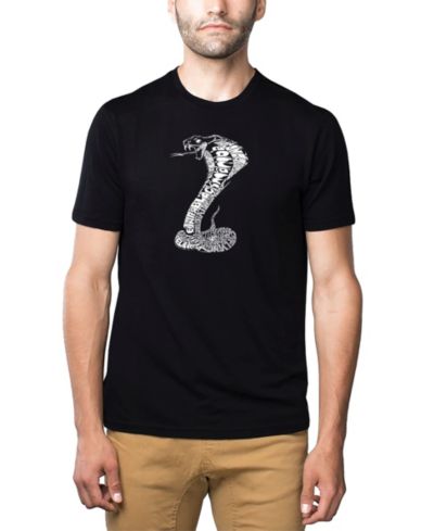 LA Pop Art Men's Cotton/Poly Blend Word Art T-Shirt - Cobra Types of Snakes