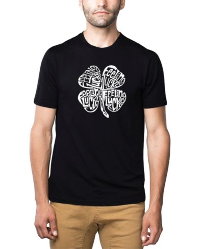 Мужская футболка LA Pop Art Cotton/Poly Blend Word Art Feeling Lucky Clover