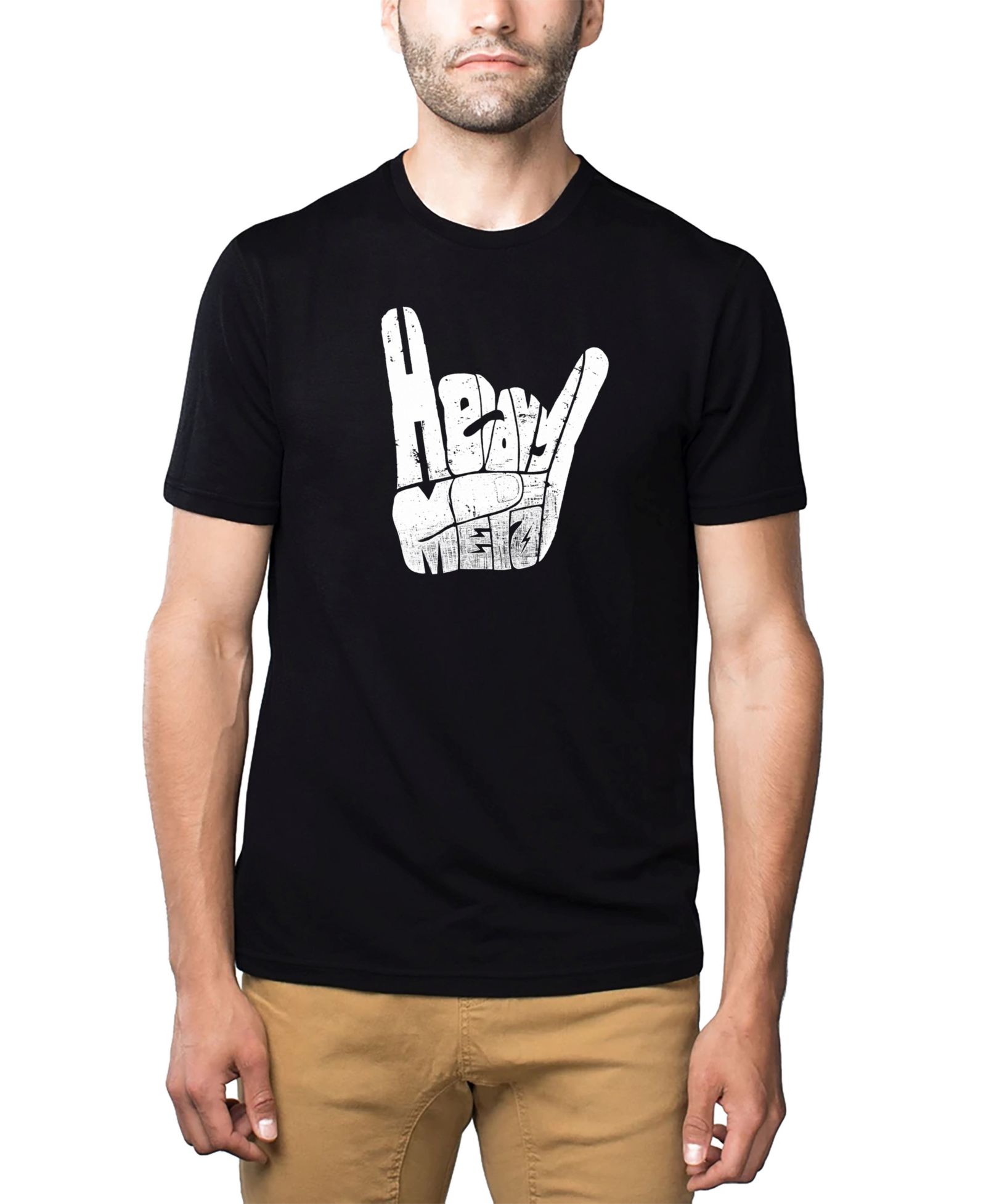 LA Pop Art Men's Cotton/Poly Blend Word Art T-Shirt - Heavy Metal