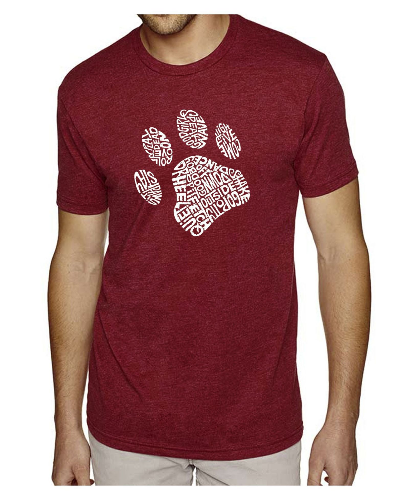 LA Pop Art Men's Cotton/Poly Blend Word Art T-Shirt - Dog Paw