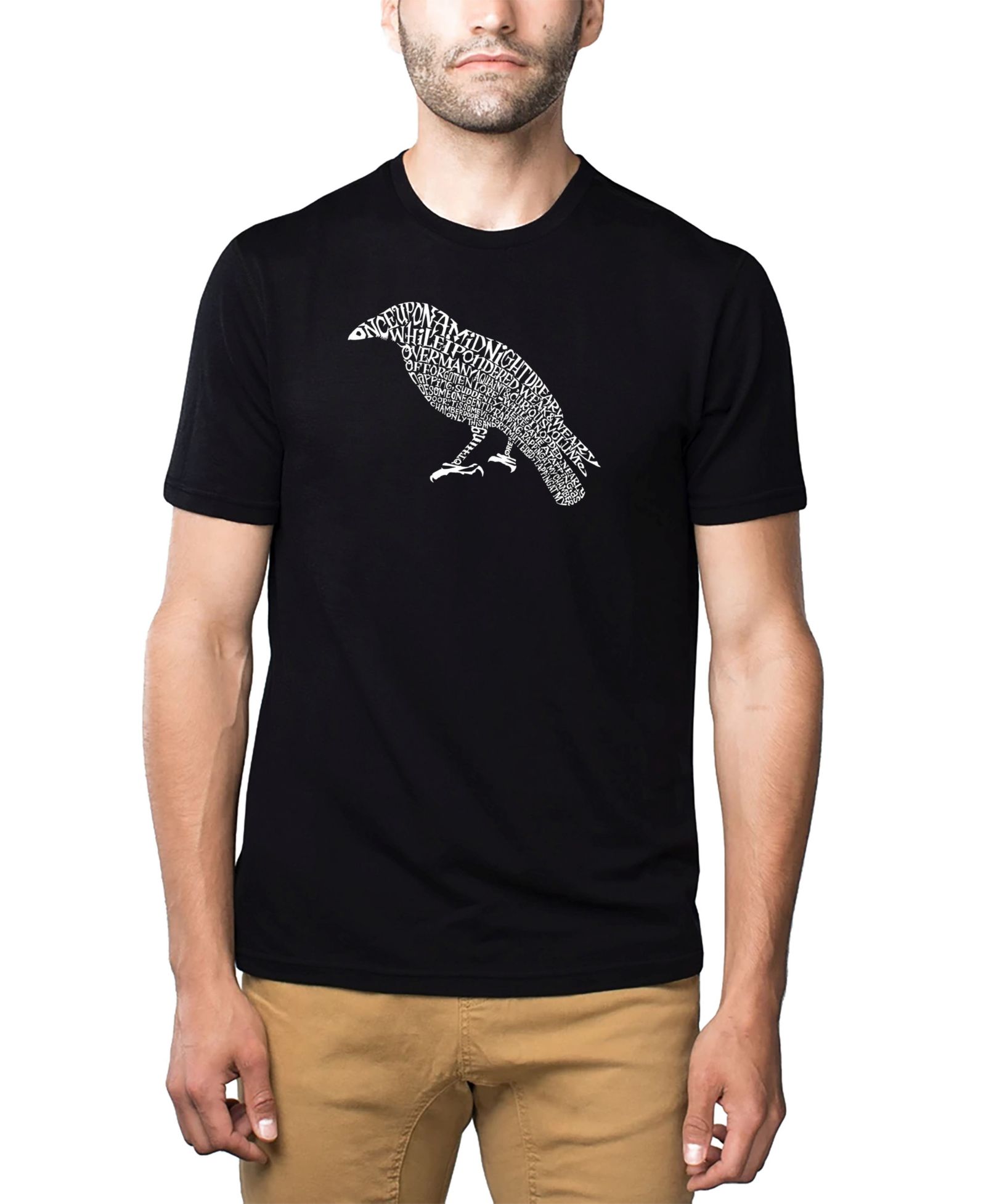 LA Pop Art Men's Cotton/Poly Blend Word Art T-Shirt - The Raven