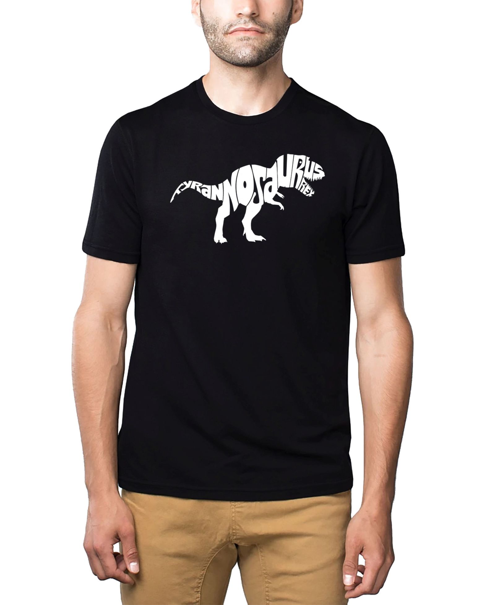 LA Pop Art Men's Premium Word Art T-Shirt - Tyrannosaurus Rex