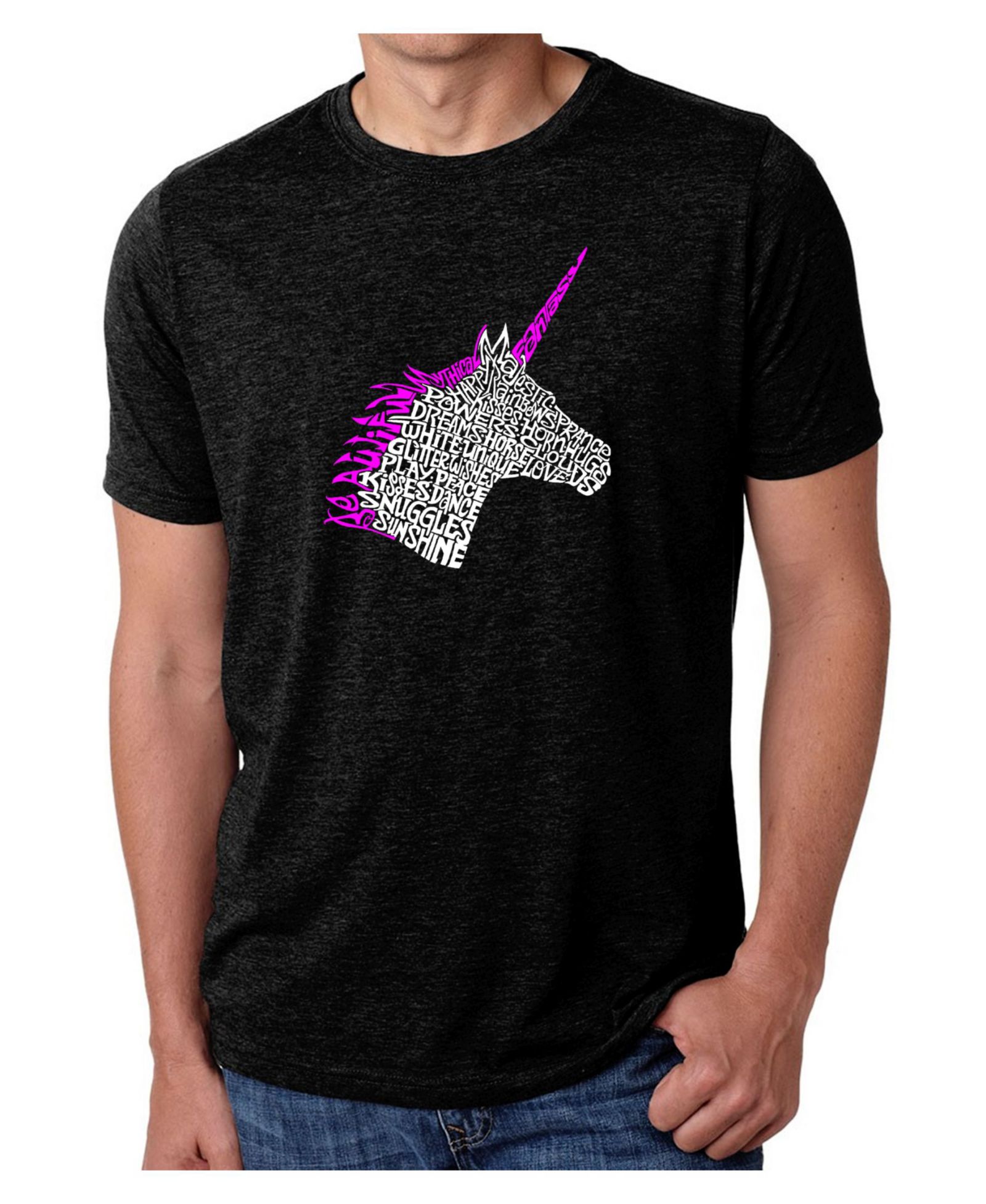 Мужская футболка LA Pop Art Cotton/Poly Blend Word Art - Unicorn