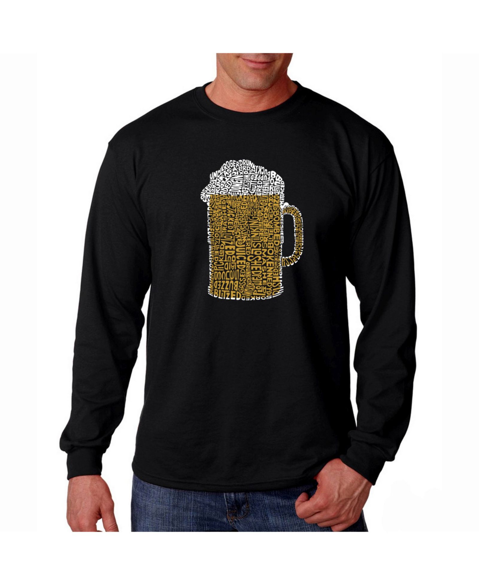 LA Pop Art Men's Word Art Long Sleeve T-Shirt - Slang Terms For Being Wasted