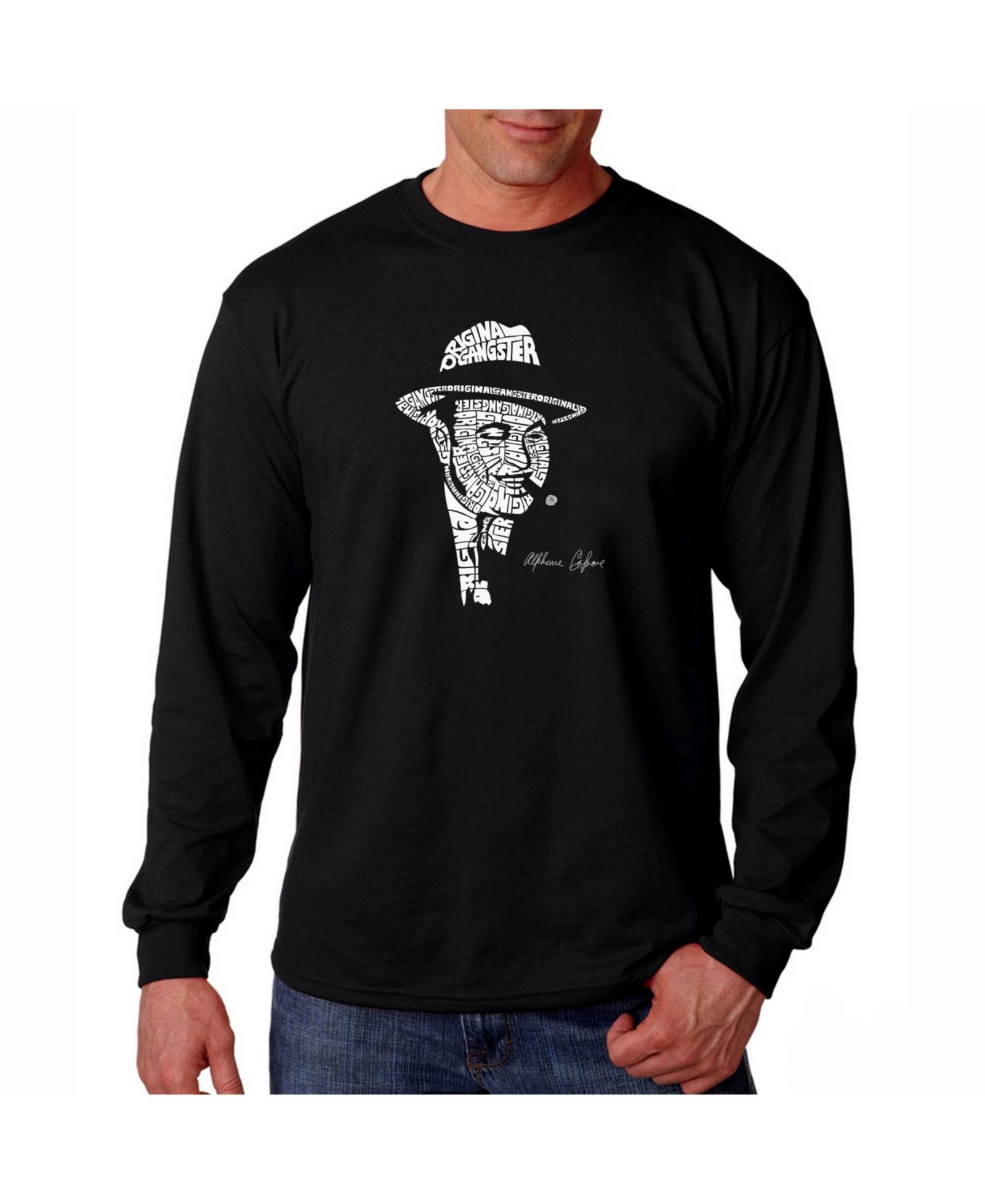 LA Pop Art Men's Word Art Long Sleeve T-Shirt- Al Capone - Original Gangster