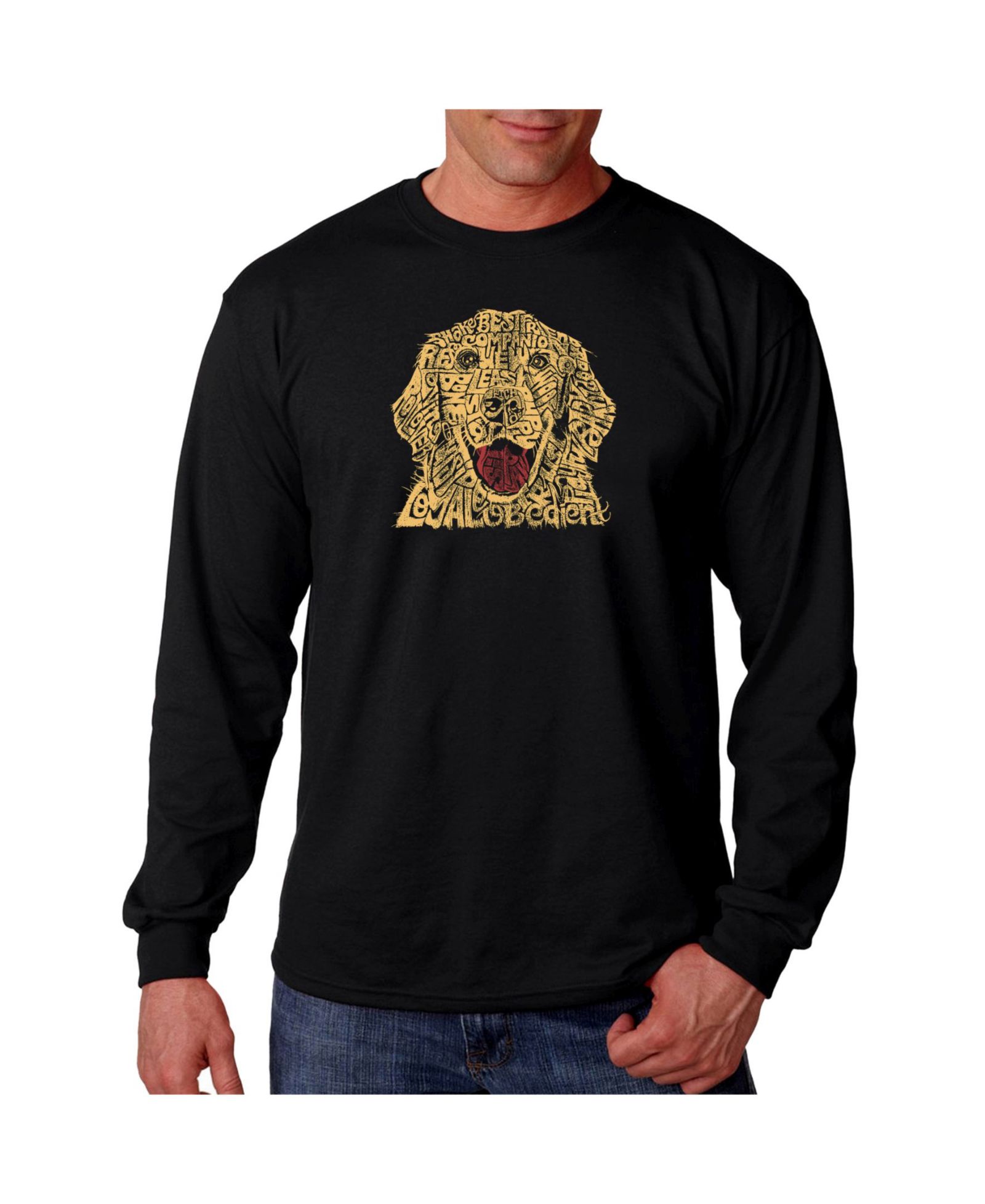 LA Pop Art Men's Word Art Long Sleeve T-Shirt - Dog