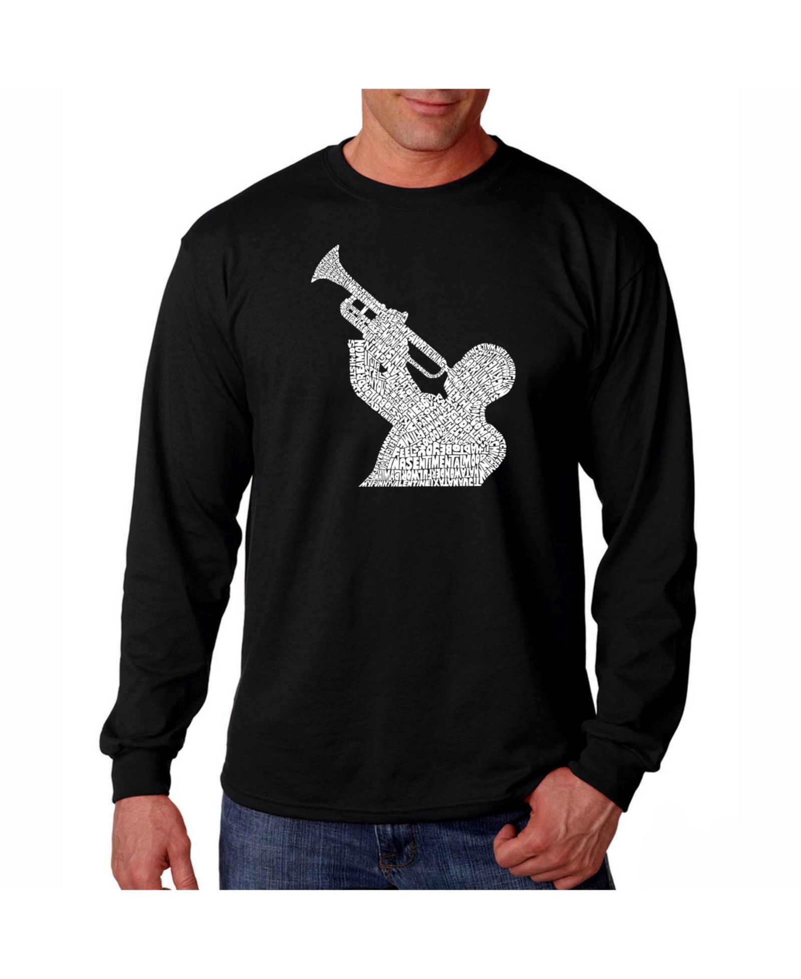 LA Pop Art Men's Word Art Long Sleeve T-Shirt- All Time Jazz Songs