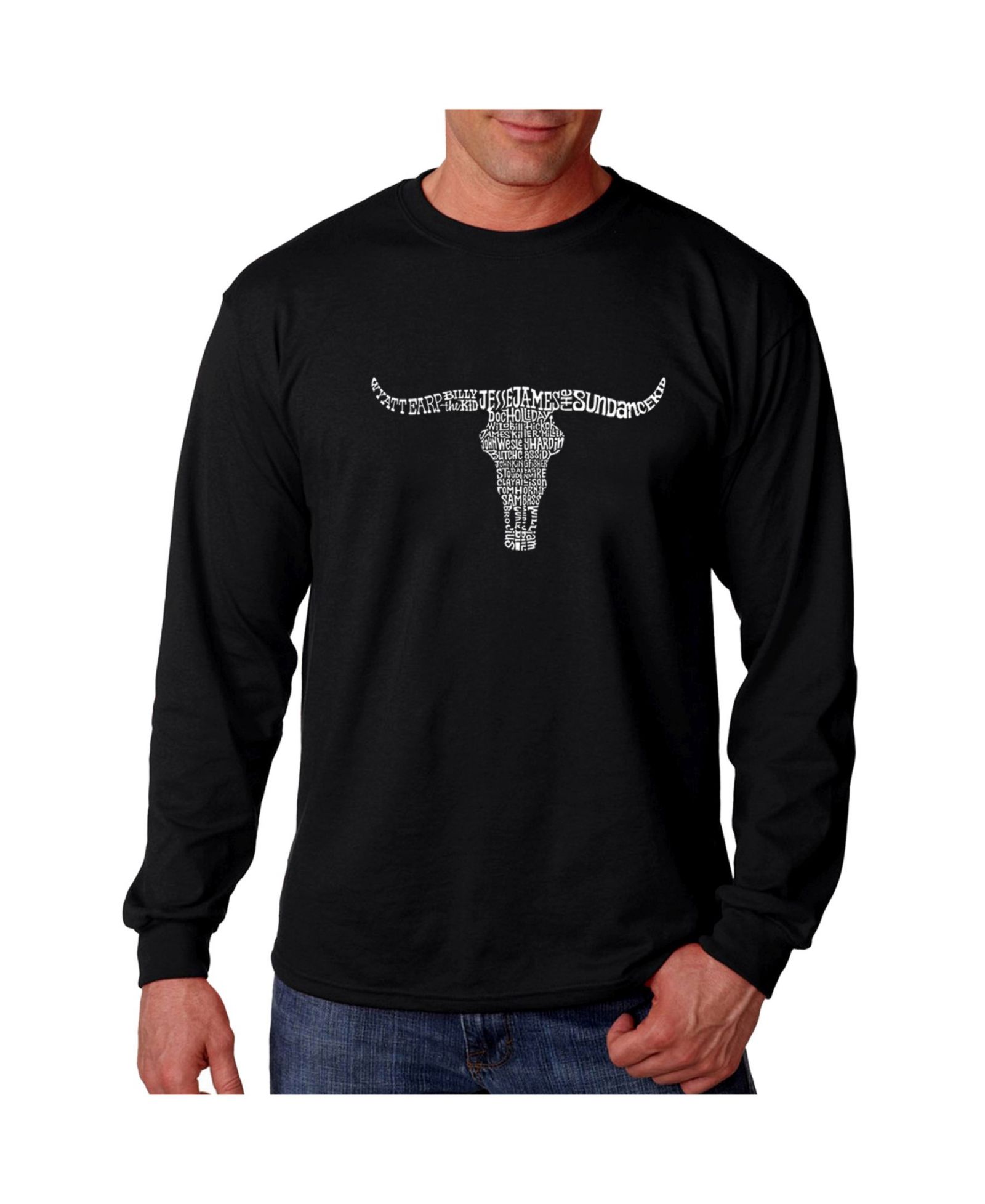 LA Pop Art Men's Word Art Long Sleeve T-Shirt - Outlaws