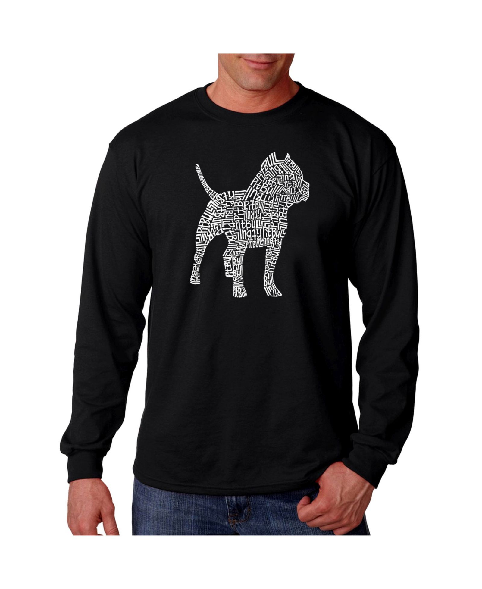 LA Pop Art Men's Word Art Long Sleeve T-Shirt - Pit bull