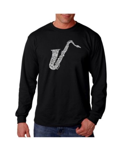 Мужская футболка LA Pop Art Word Art Long Sleeve T-Shirt - Saxophone