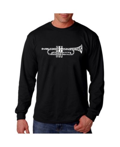 Мужская футболка LA Pop Art Word Art Long Sleeve- Trumpet