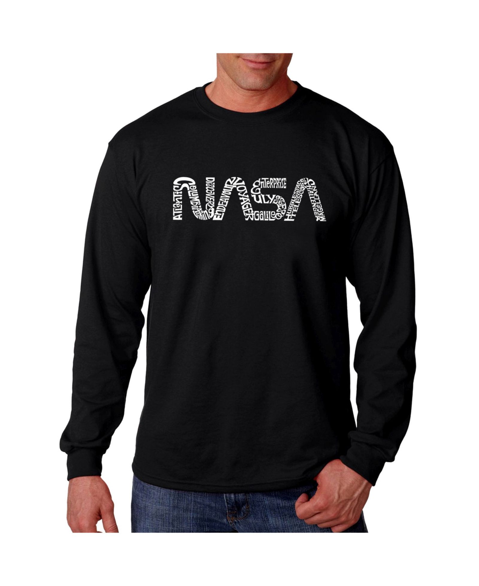 LA Pop Art Men's Word Art Long Sleeve T-Shirt - Worm Nasa