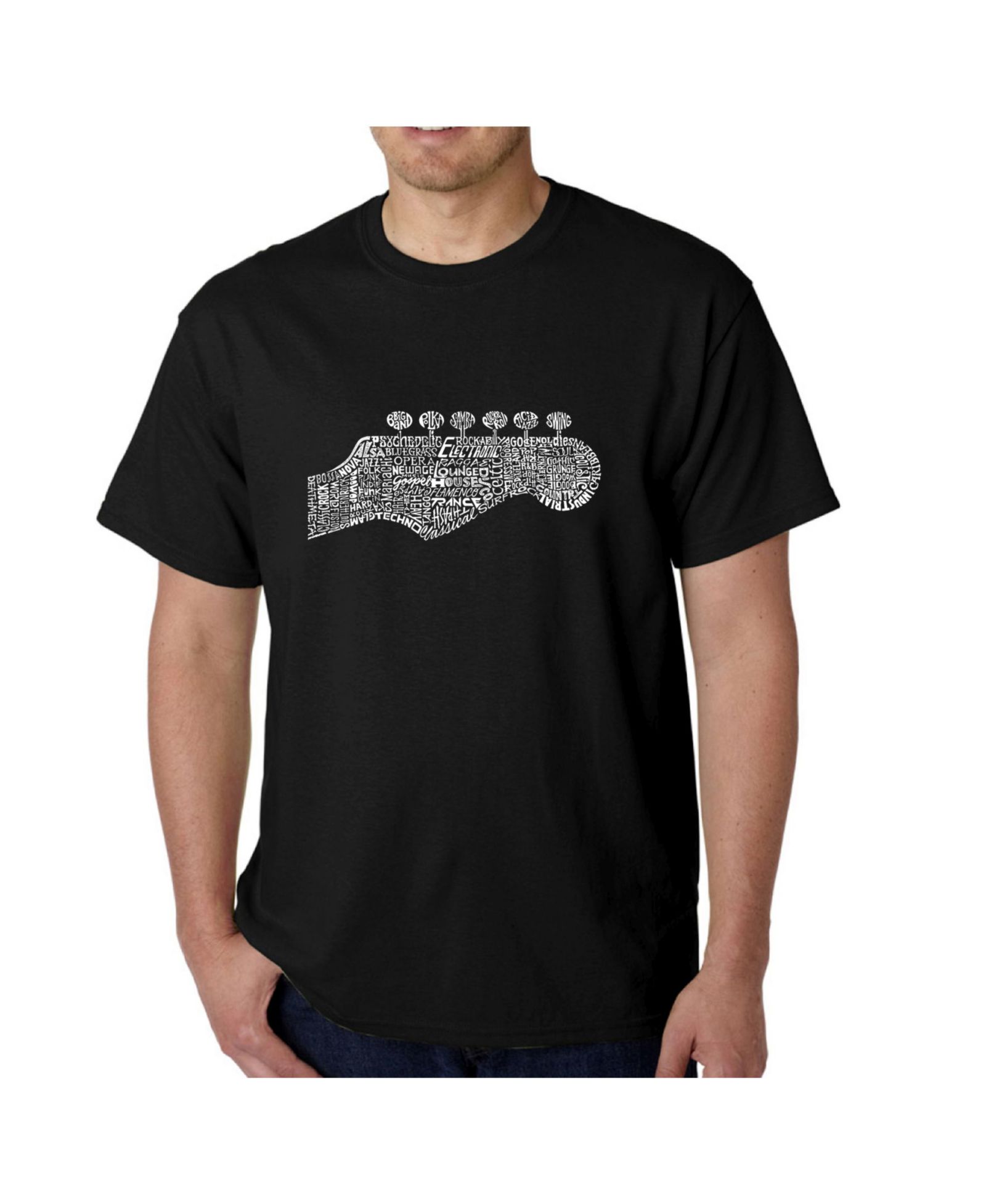 LA Pop Art Мужской Word Art T-Shirt - Guitar Head