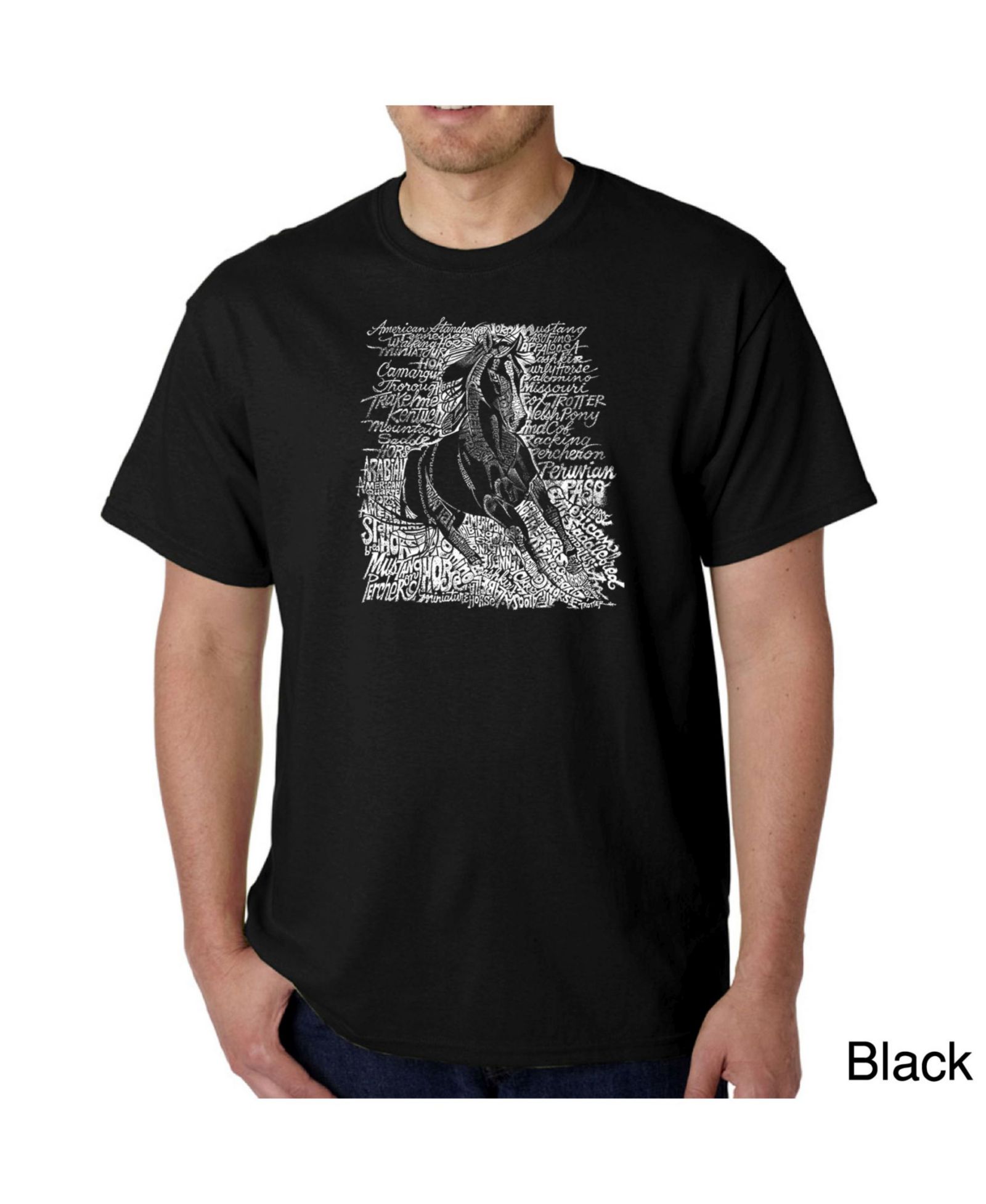 LA Pop Art Men's Word Art T-Shirt - Horse Breeds