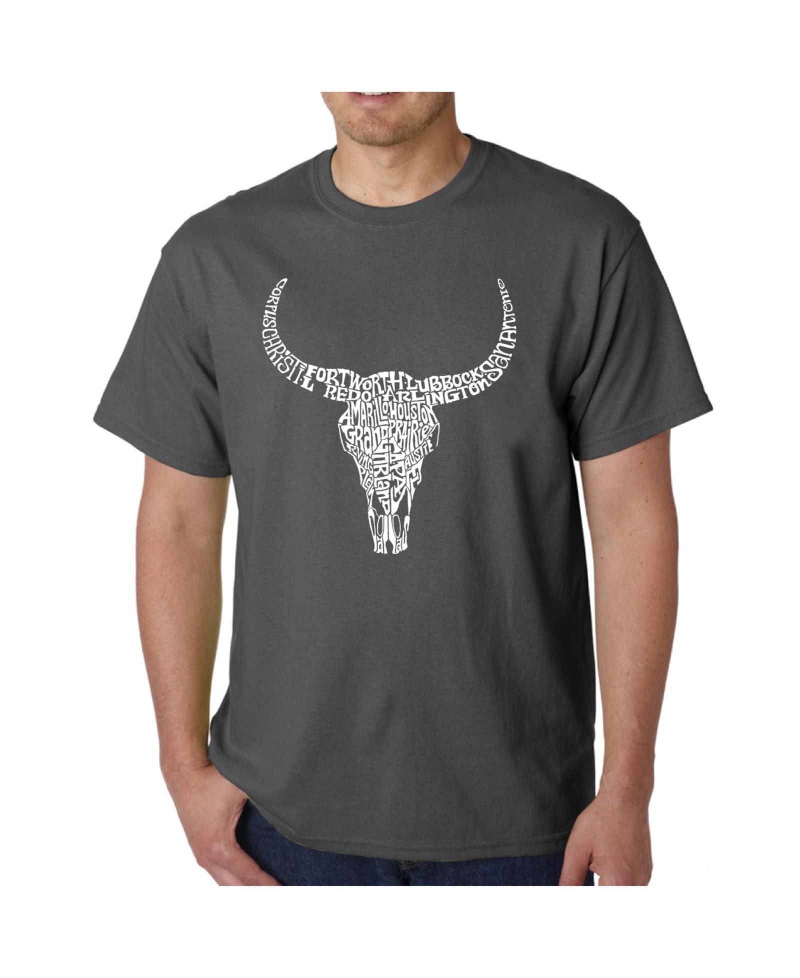 LA Pop Art Мужская футболка с принтом Texas Skull