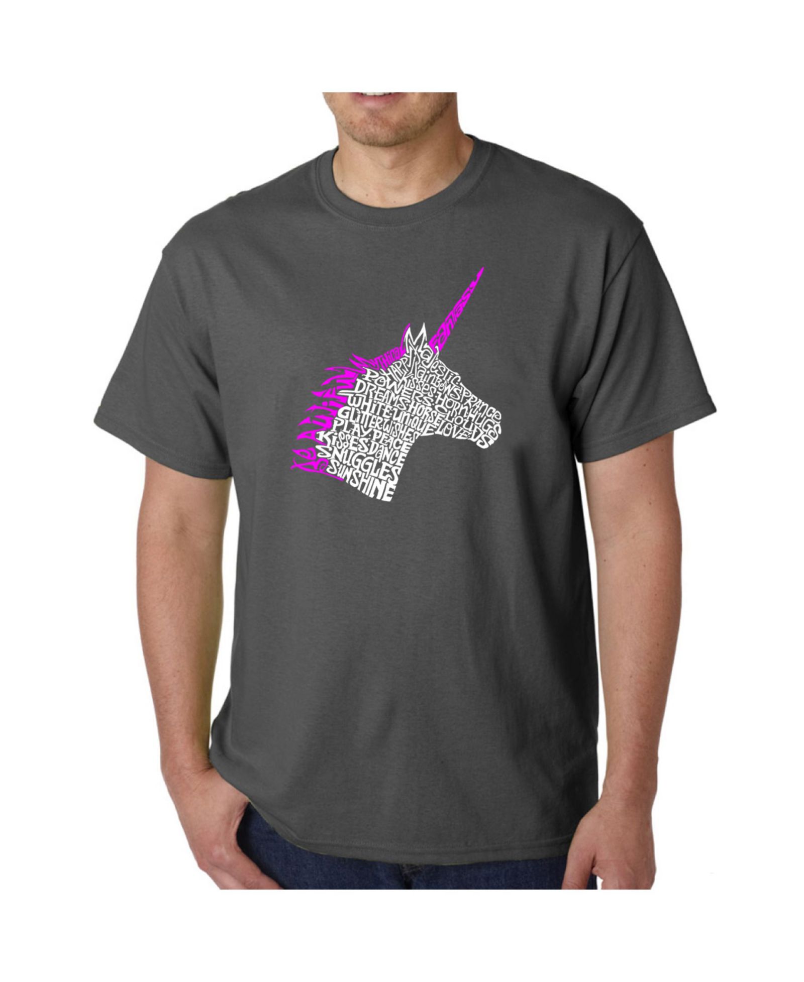 LA Pop Art Men's Word Art T-Shirt - Unicorn