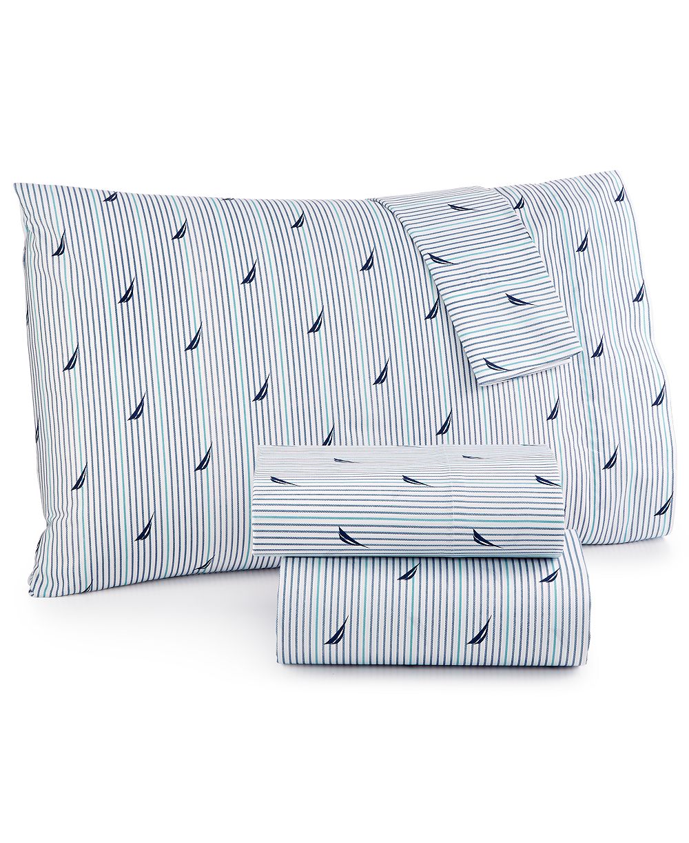Nautica Audley Cotton Percale 4-Piece Sheet Set, Full