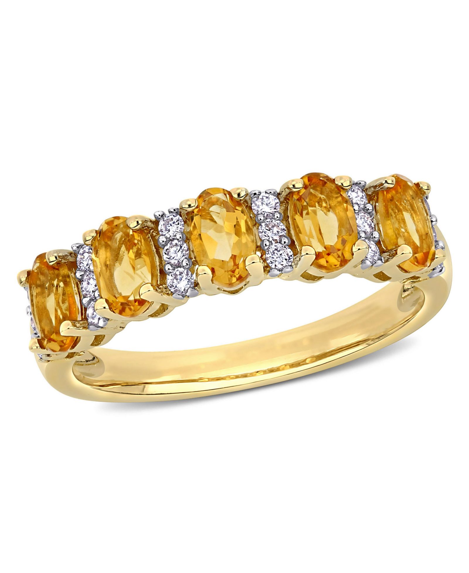 Кольцо Macy's Citrine и Diamond Semi Eternity из желтого золота 14k