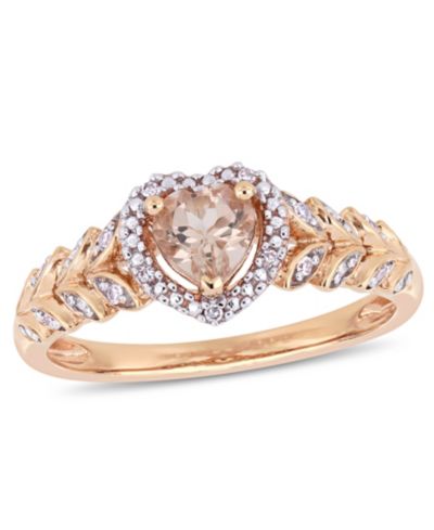 Morganite (1/2 ct. t.w.) and Diamond (1/20 ct. t.w.) Halo Heart Ring in 10k Rose Gold