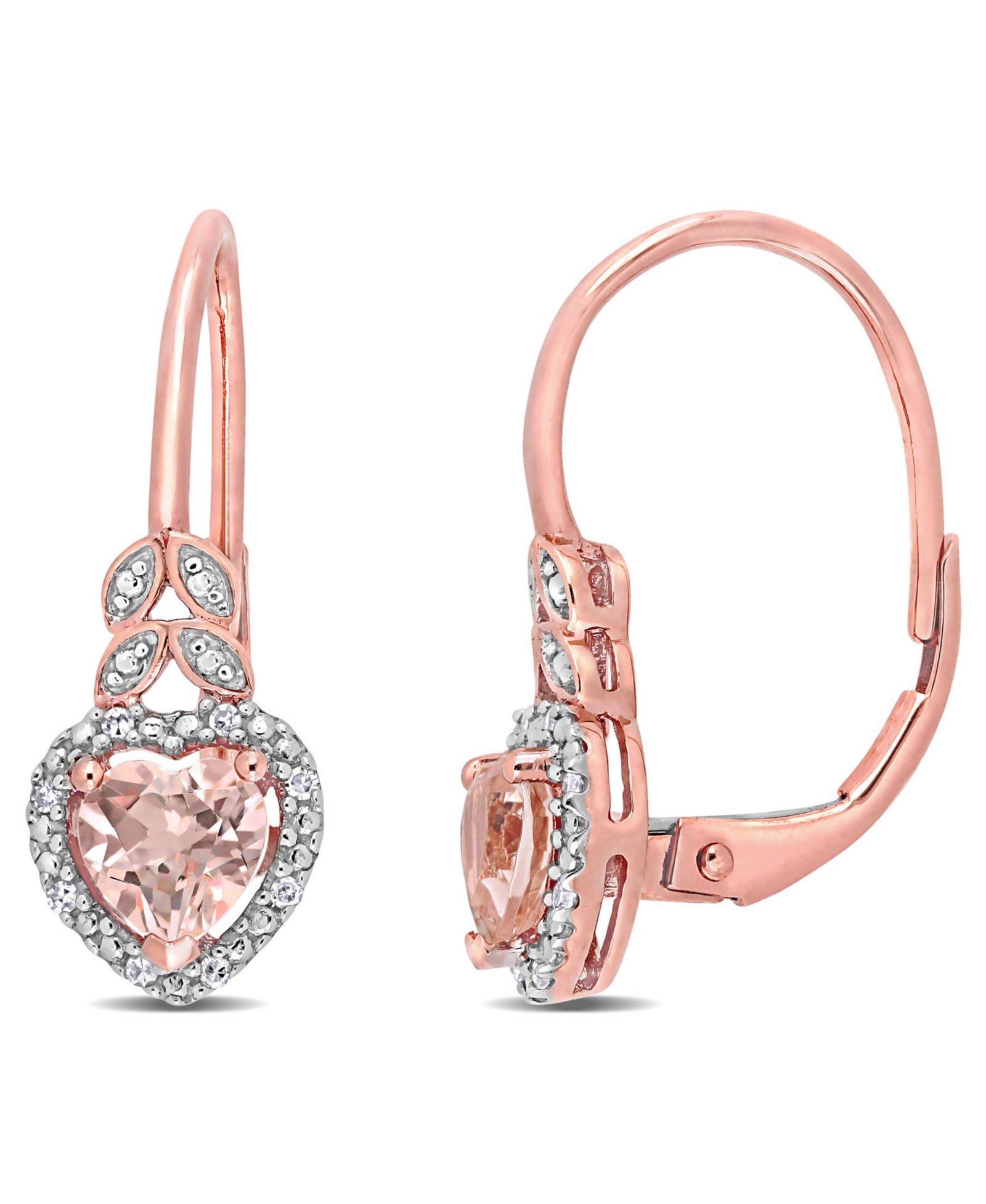 Серьги-серёжки с morganite (1 ct. t.w.) и бриллиантовым акцентом в 10k Rose Gold