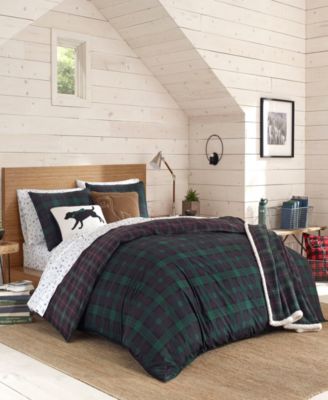 Комплект из 2 предметов Eddie Bauer Woodland Tartan Green Duvet Cover, Full/Queen