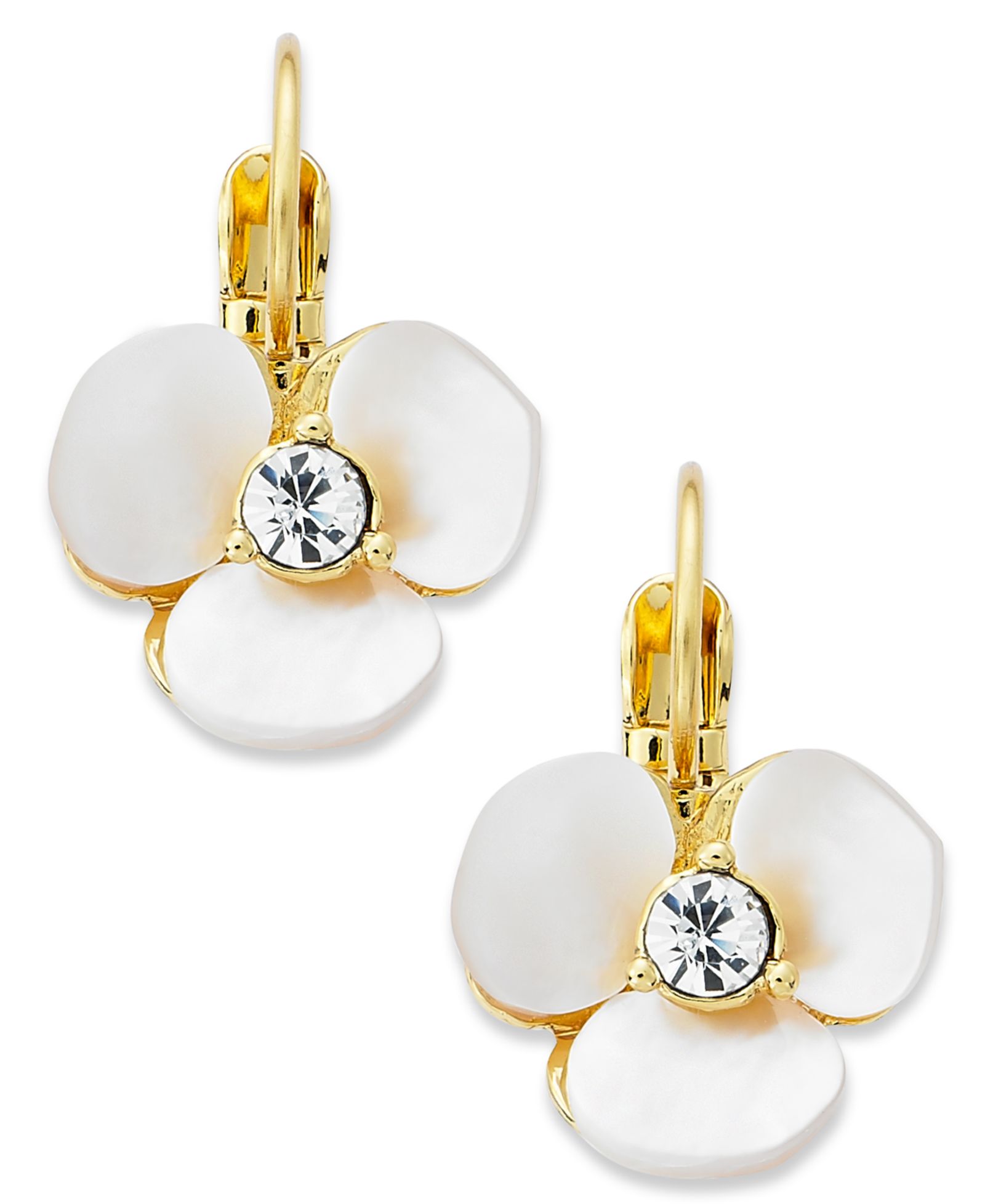 Серьги Kate Spade New York Gold-Tone Cream Disco Pansy Flower Leverback
