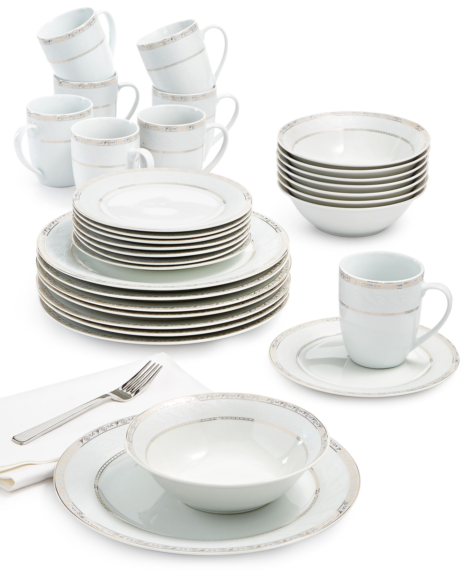 Fitz and Floyd Gold Serif 32-Pc. Dinnerware Set, Service For 8