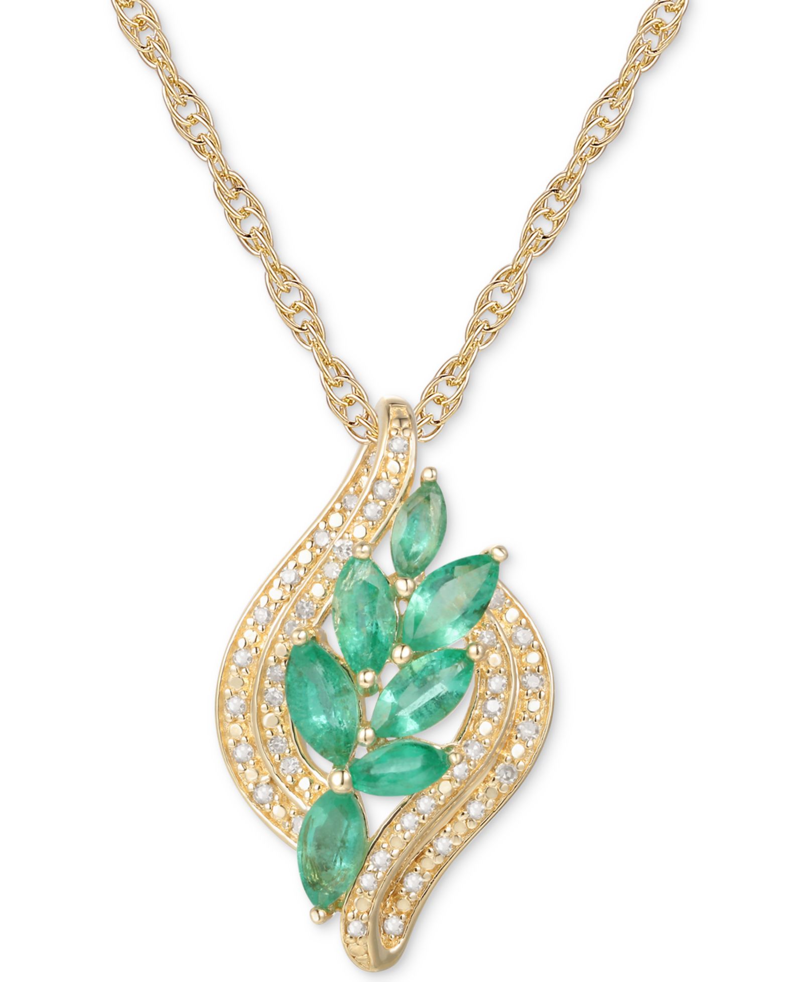 Подвеска Emerald (3/4 ct. t.w.) & Diamond (1/10 ct. t.w.) 18" из золота 14k поверх стерлингового серебра