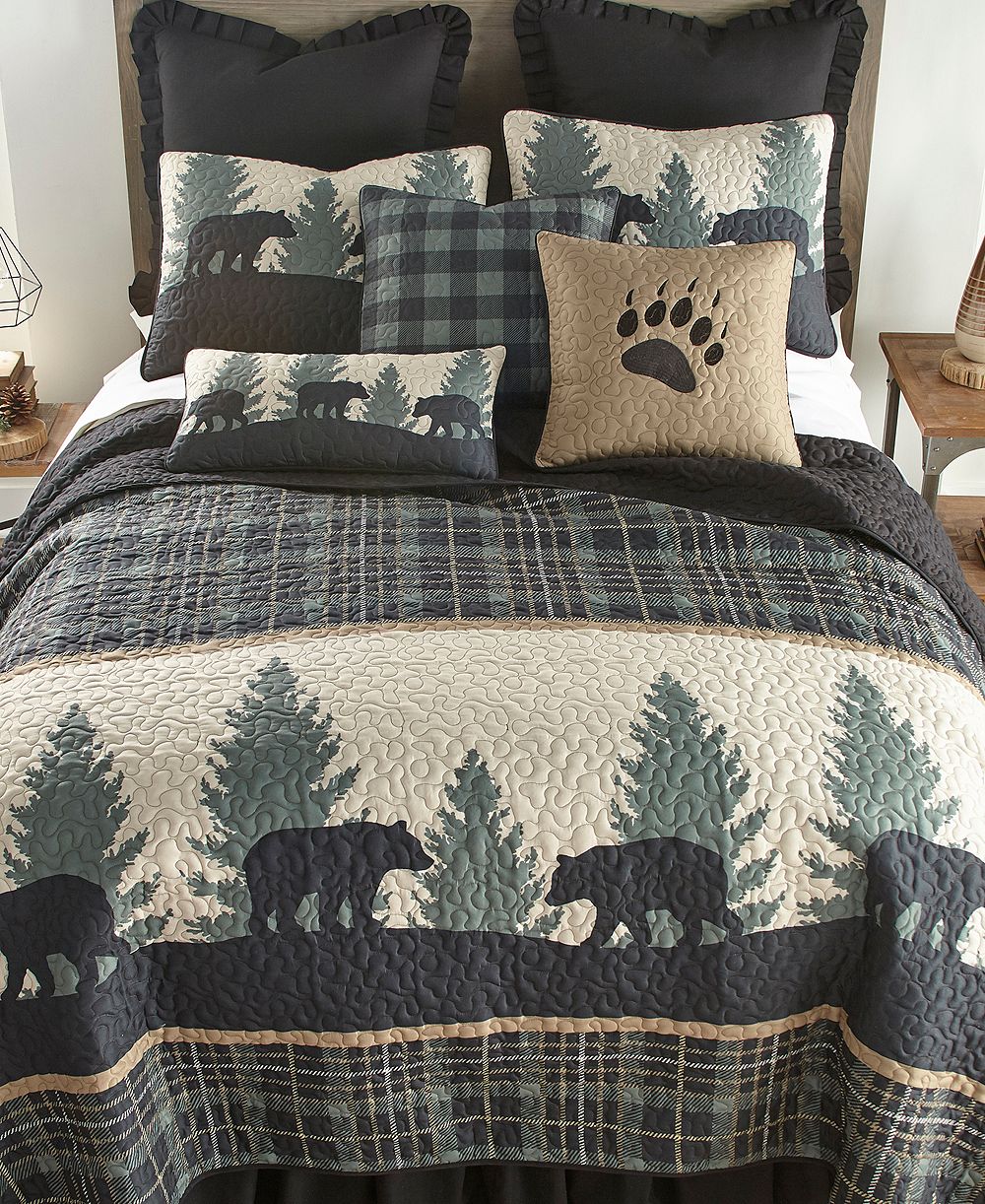 American Heritage Textiles комплект стеганого одеяла, Bear Walk, 3 шт., Queen
