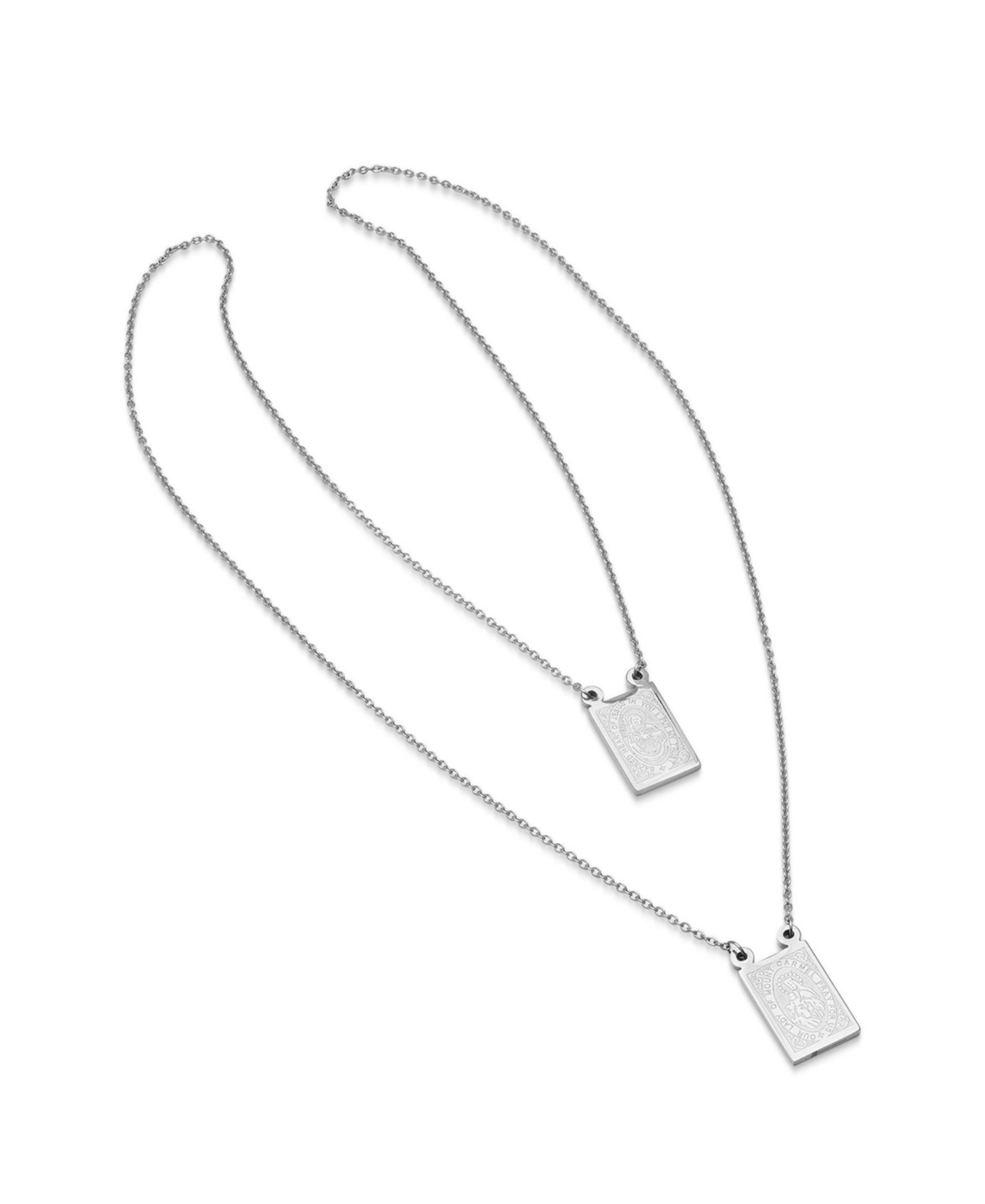 Steeltime Men's Stainless Steel Religious Escapulario Style Reversable Necklace