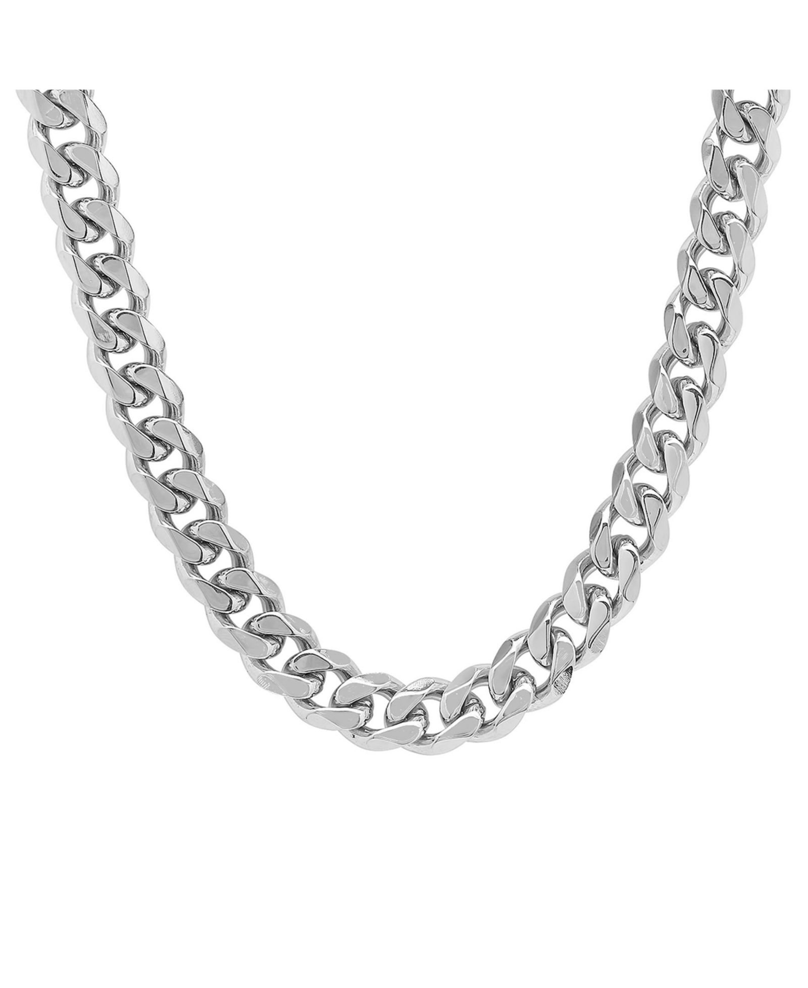 Steeltime Мужской Stainless Steel Thick Accented Cuban Link Style Chain Necklaces