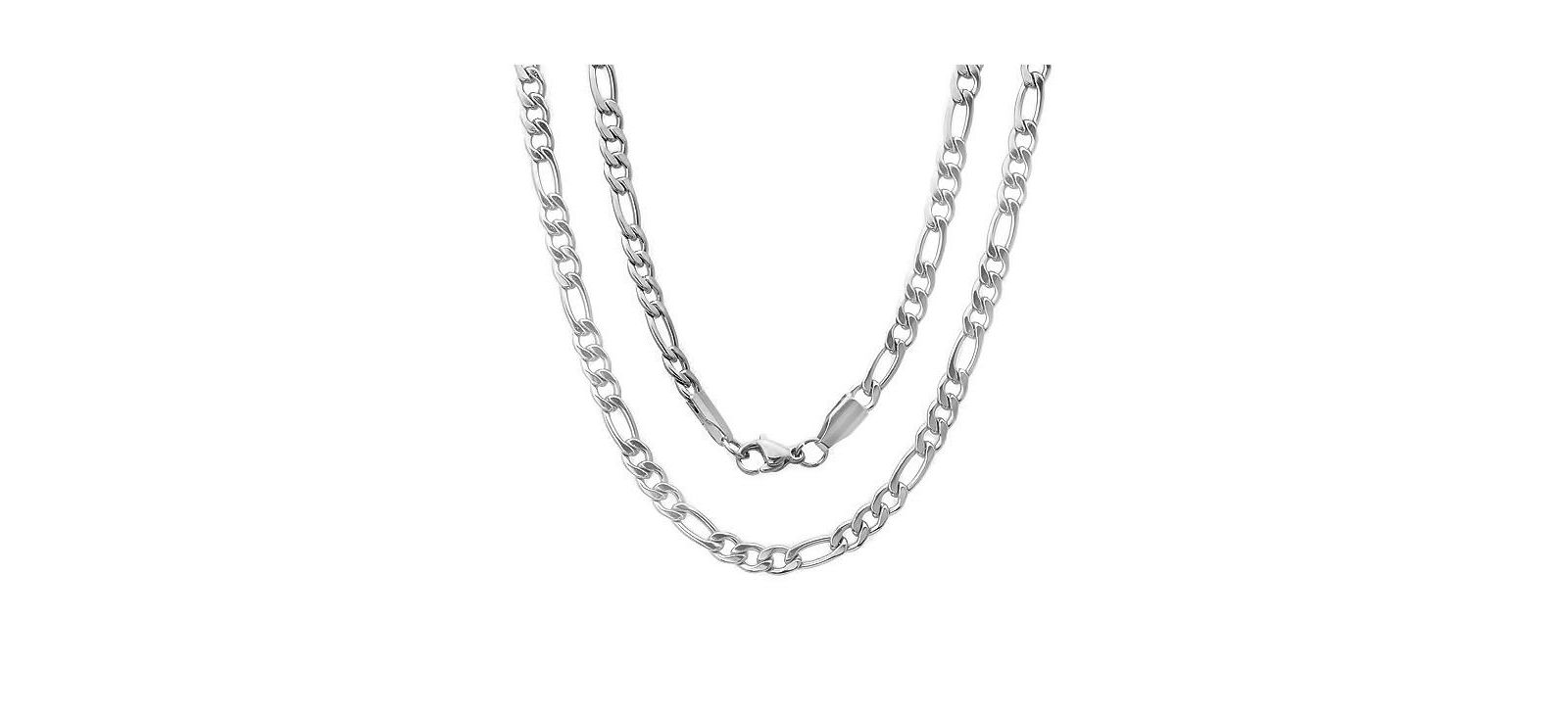 Steeltime Men's Stainless Steel Figaro Chain Link Necklace