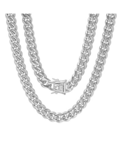 Steeltime Мужская цепь Miami Cuban Link из нержавеющей стали 30" с застежкой Box Clasp 10mm