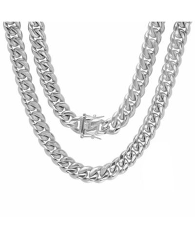 Steeltime Мужская цепь Miami Cuban Link из нержавеющей стали 30" с застежкой 12mm Box Clasp