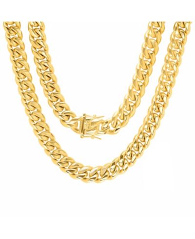 Steeltime Мужской золотой позолоченный стальной цепь Miami Cuban Link с застежкой Box 30"