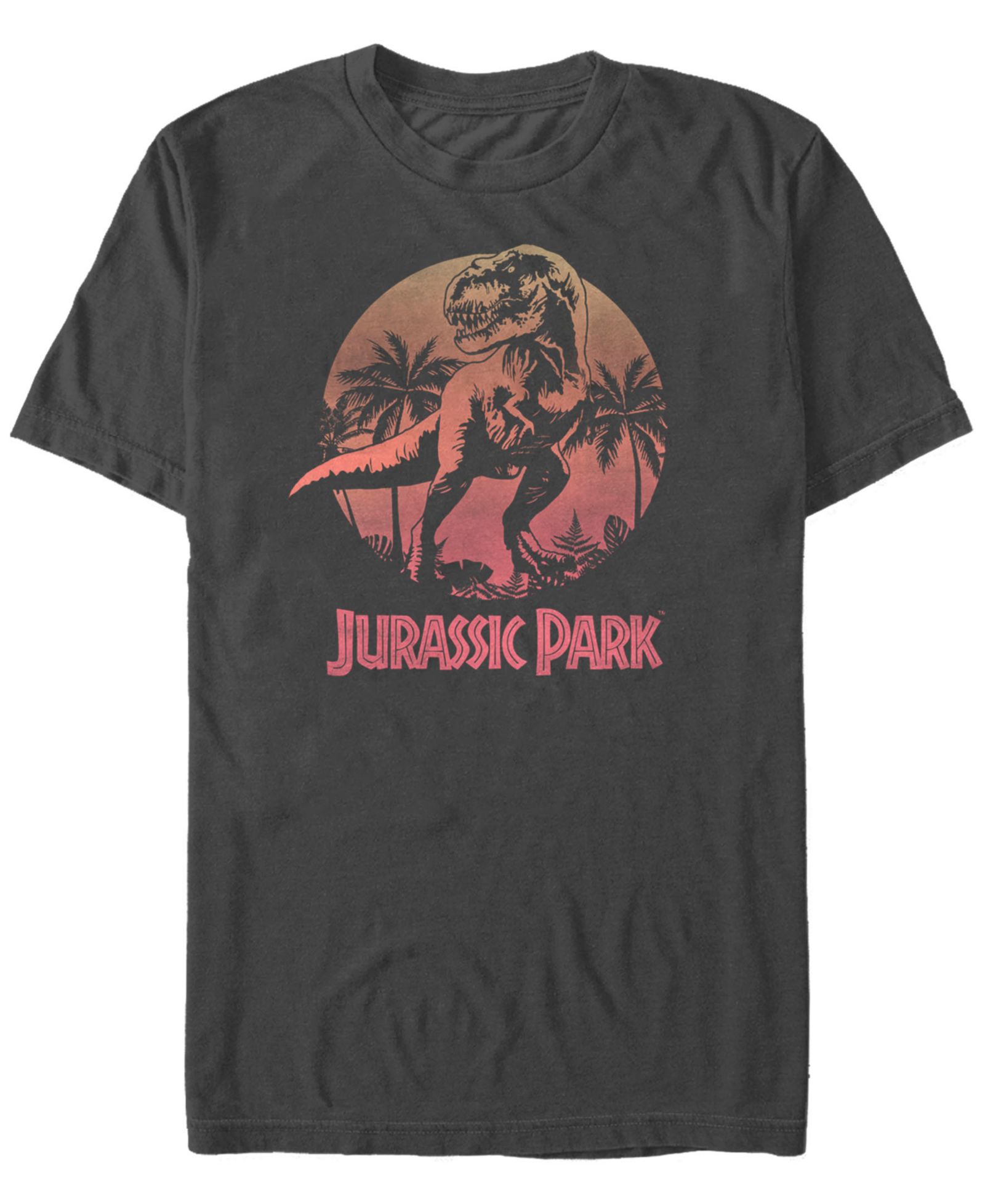 Jurassic Park Men's Retro T-Rex Sunset Logo Short Sleeve T-Shirt