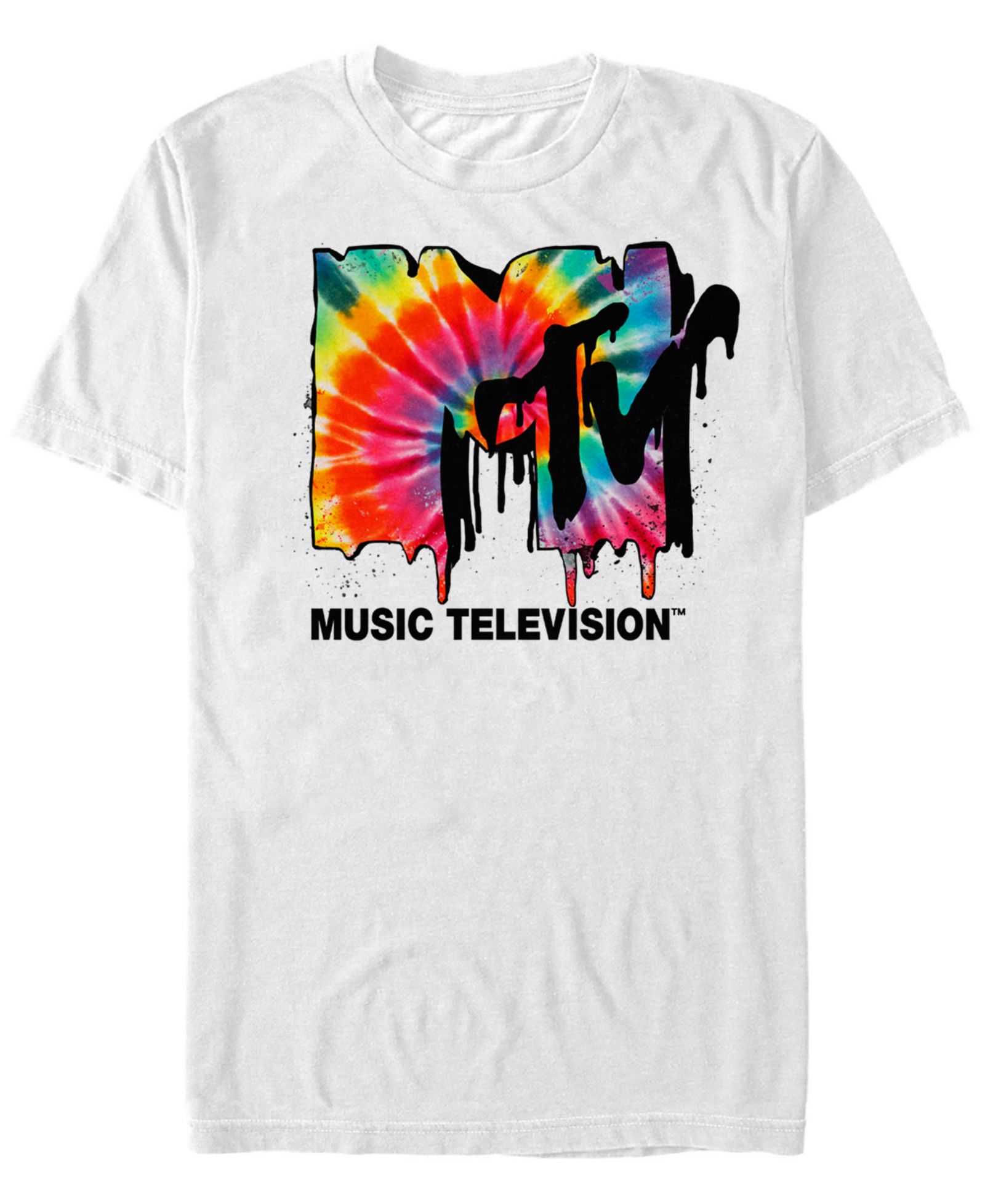 MTV Men's Tie-Dye Dripping Logo Short Sleeve T-Shirt