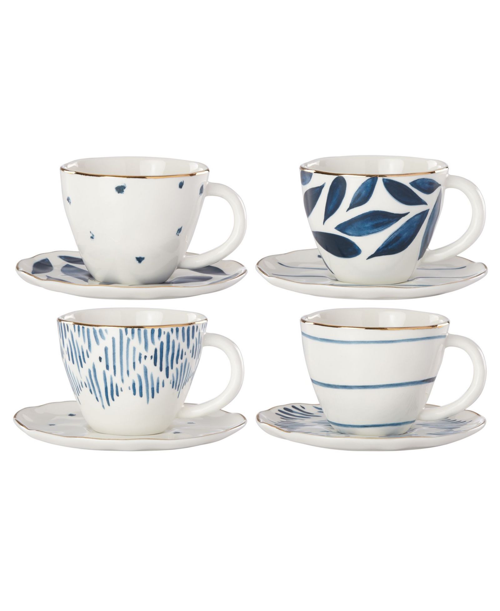 Lenox Blue Bay Espresso Cup & Saucers, Service for 4