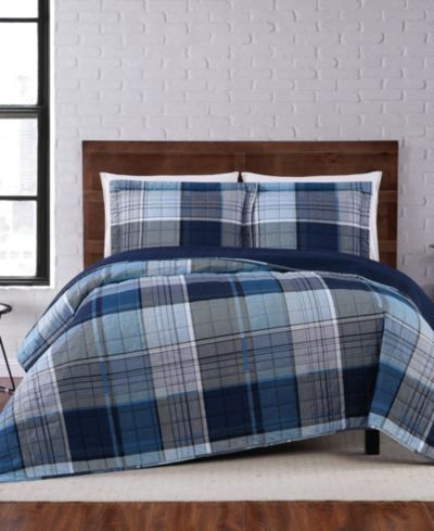 Truly Soft Trey Plaid 3-Pc. Quilt Set, Full/Queen