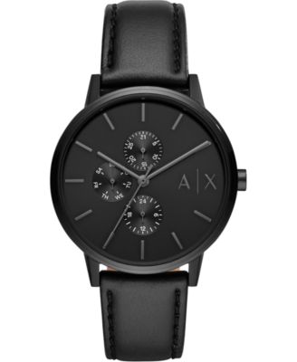 Мужские часы A|X Armani Exchange с черным кожаным ремешком, 42mm