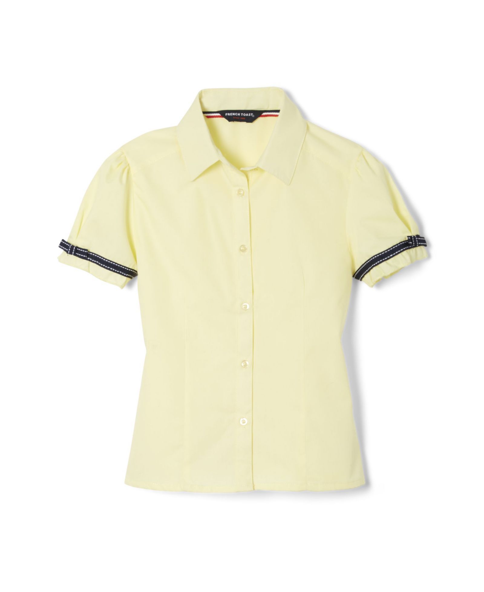 French Toast Little Girls Short Sleeve Ribbon Bow Blouse