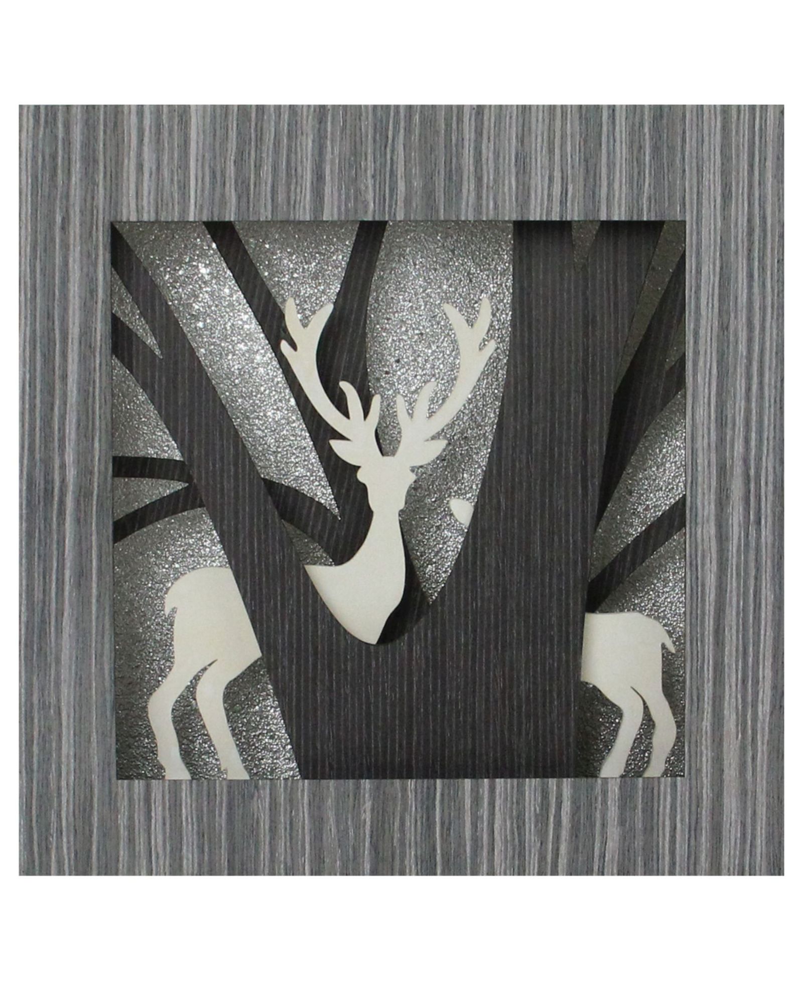Northlight рождественское настольное украшение Northlight 12" Glittered Woodland Deer Silhouette Box Framed